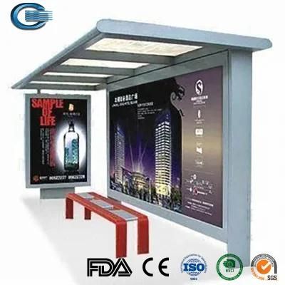 Huasheng Bus Stop Benches China Bus Stop Shelter Supply Popular Stainless Steel Solar Powered Metal Bus Shelter