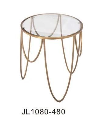 Design Wedding Furniture Round Glass Top Stainless Steel Center Table Coffee