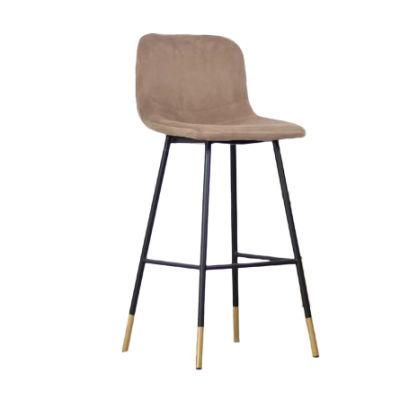 Modern Home Outdoor Furniture Velvet Fabric Metal Restaurant Office Bar Stool Chair