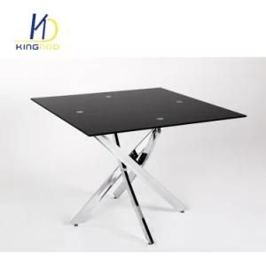 Replica Best Selling Glass Top Dining Metal Table with Metal Leg