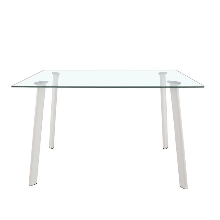 Modern Tempered Transparent Square Glass Dining Table