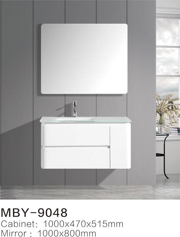 PVC Paint Free Wall Mounted Type Bath Bathroom Cabinet Vanity with Ceramic Basin and Mirror Cabinet