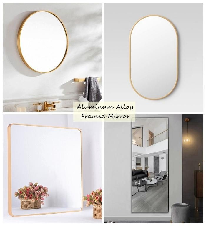 Decorative Decor Bathroom Bedroom Rectangle Aluminum Alloy Framed Make up Mirror