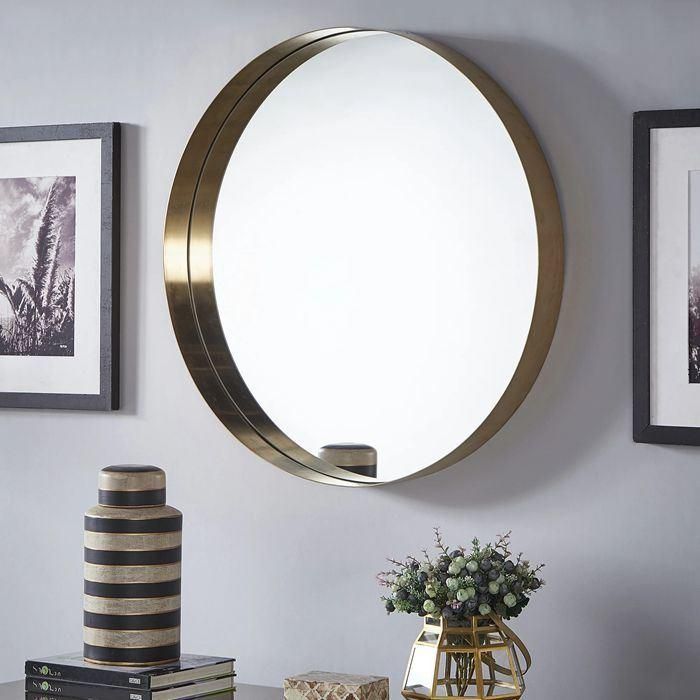 Irregular Shape Round Bevel Edge Bathroom Dining Room Wall Hanging Metal Framed Mirror