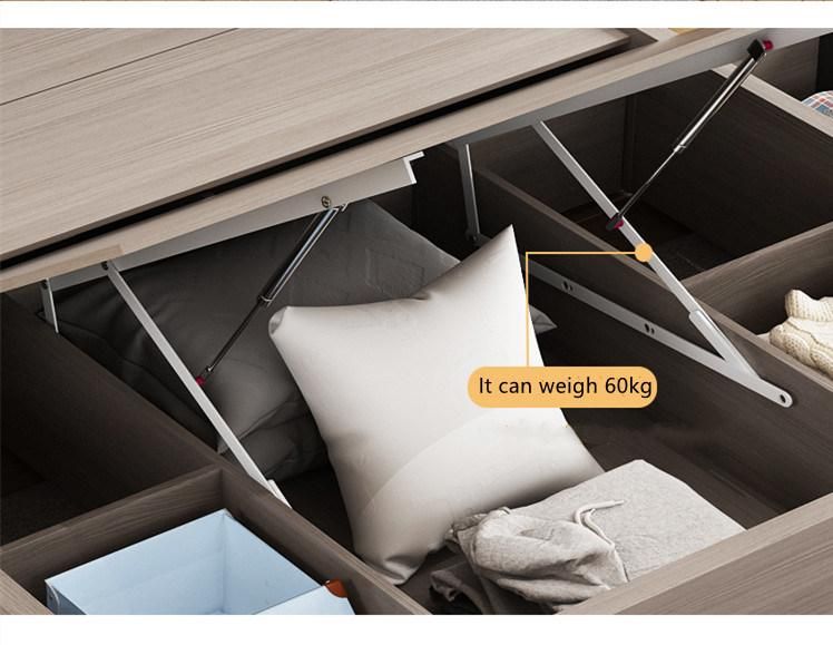 Long Backrest Gray Color Storage Multi-Function Bedroom Hotel Furniture King Double Size Beds