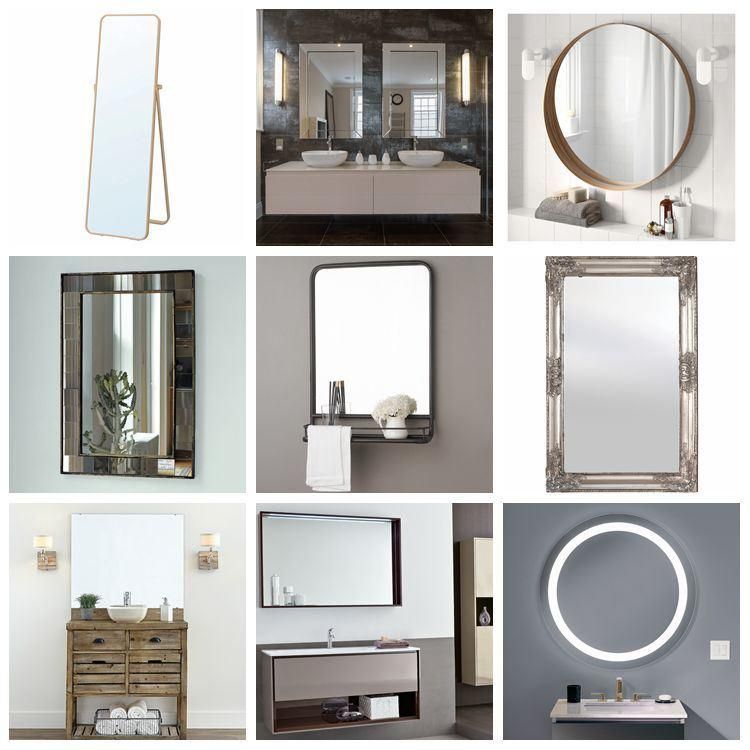 50X70cm 4mm Thickness Wall Mounted Bevel Polish Edge Colorful Frameless Decorative Bath Mirror