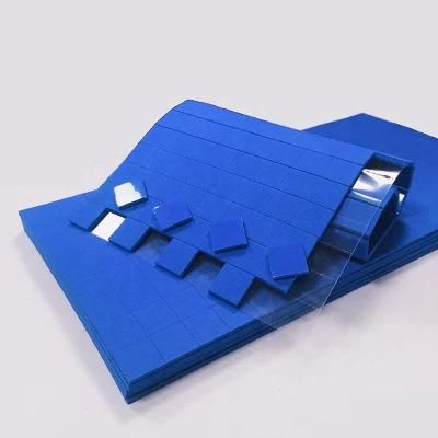 Self-Adhesive Glass Separator EVA Rubber Pads with Cling Foam 25*25*5mm Blue Rubber +1mm Cling Foam on Sheets