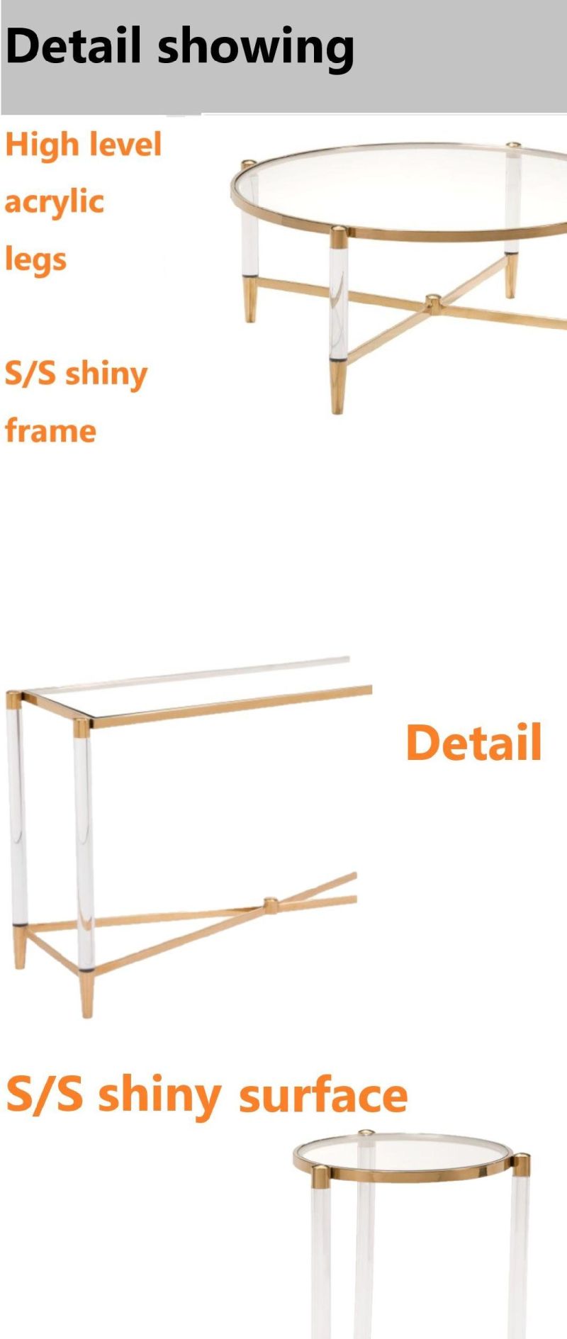 Luxury Design Acrylic Furniture Glass Coffee Table