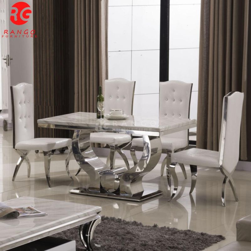 Marble Table with Glass Top Dining Table in Fashion Design for Sale Dining Room Furniture