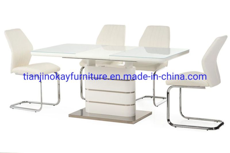 Modern Luxury Dining Tables Set Glass Dining Room Furniture Kitchen Restaurant Extendable Dining Tables