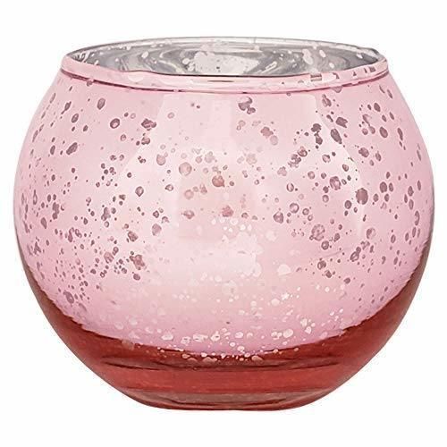 Vss Mercury Rose Gold Round Votive Glass Candle Holder for Christmas Decoration