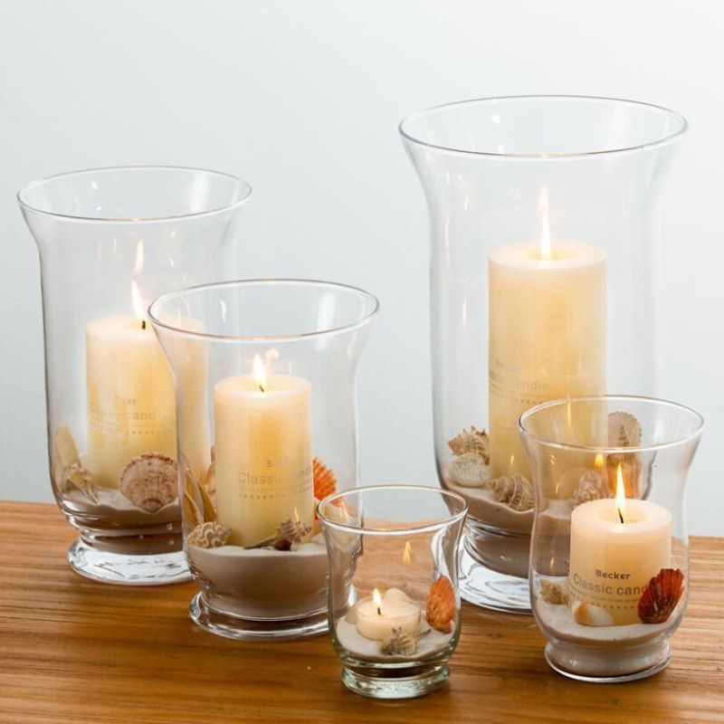 Vss High Quantity Clear Empty Hurricane Pillar Glass Candle Holder for Table Decoration