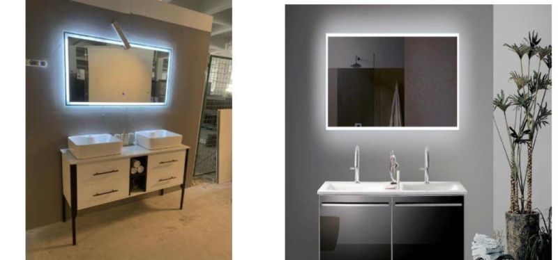 Home/Salon Furniture Decoration Bathroom Smart Wall Float Glass LED Mirror with Anti-Fog, Bluetooth