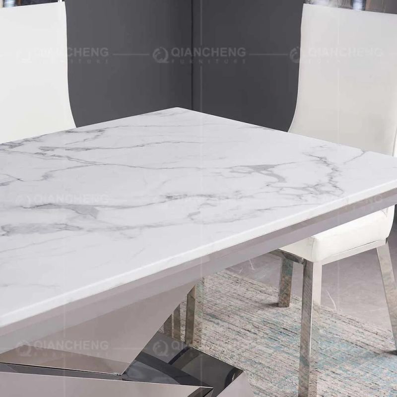 Home Furniture Stainless Steel Black Glass Modern Dining Tables
