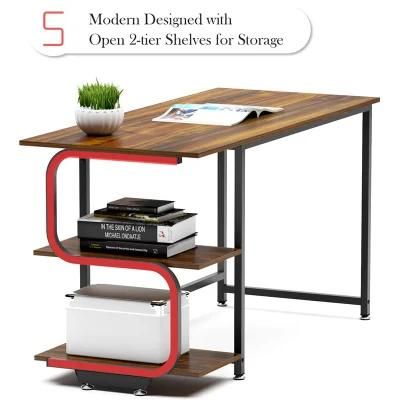 Furniture L Shaped Metal Frame Wood Writing Desk Table Home Large Corner Studio Computer Desk