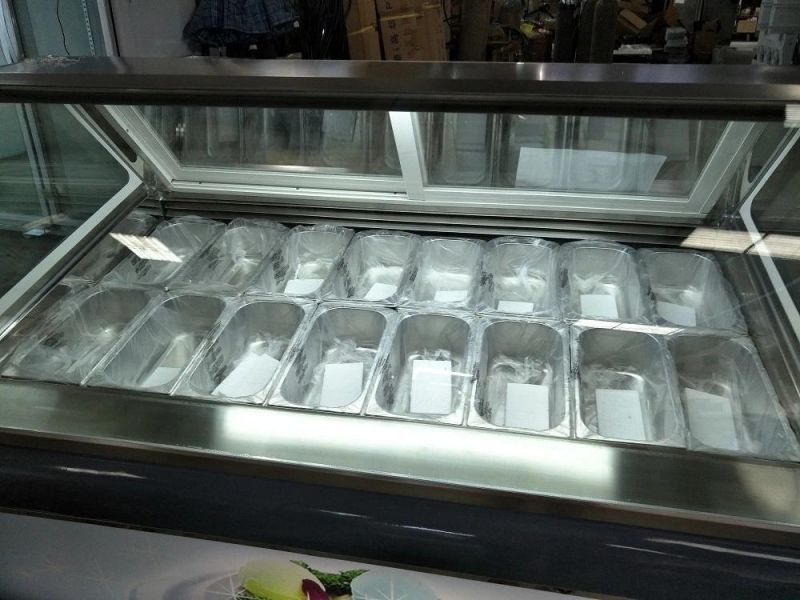 180 W Hard Ice Cream Glass Ice Cream Machinery Freezers Display Cabinet Freezer Showcase