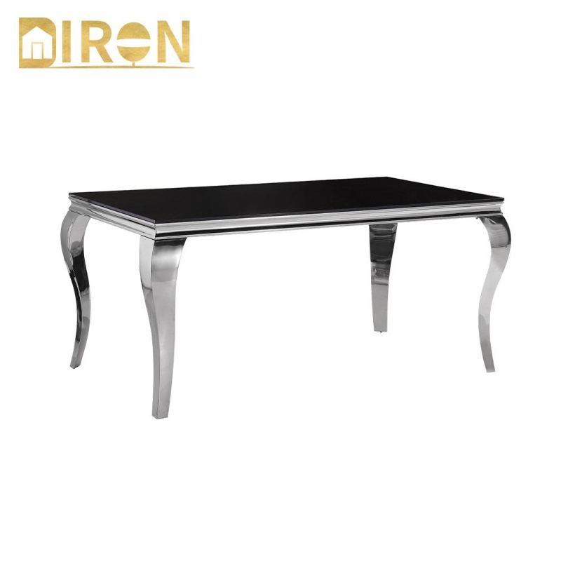 Luxury Stainless Steel Rectangle Shape Dining Table
