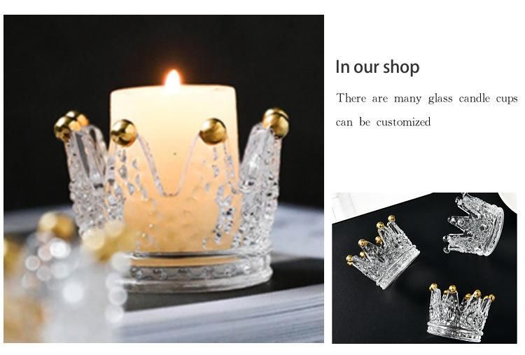 Wholesale Crown Shape Glass Candle Holder for Home Decor