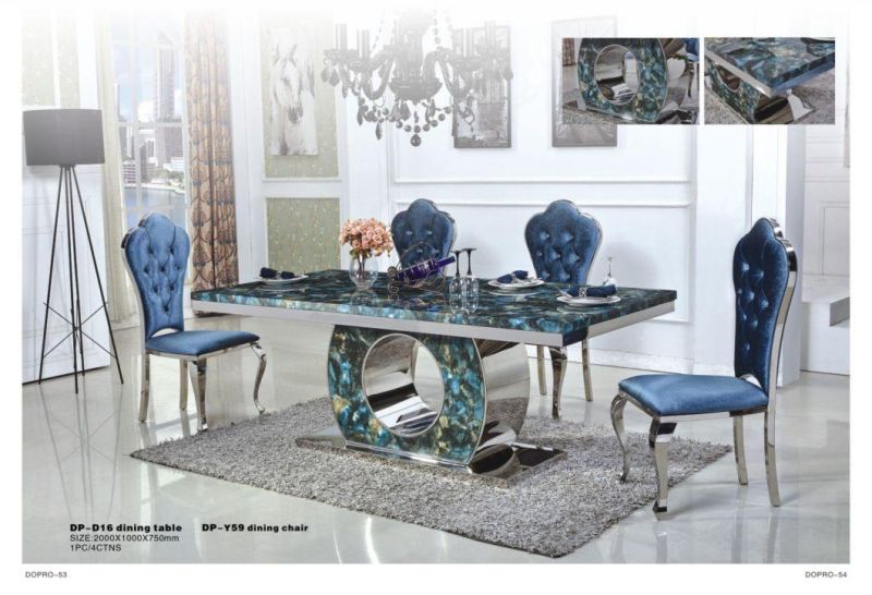 High Quality Design Sense Stainless Steel Dining Table with Glass Top