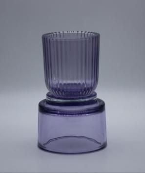 Colorful Glass Candle Holder with Different Embossed Pattern for Decoration