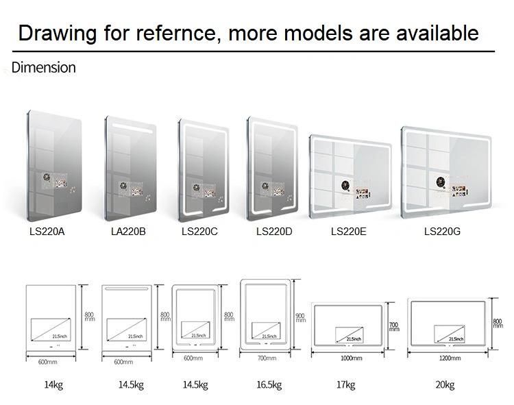 Smart Mirror 18.5 Inch Interactive Bathroom TV Mirror Intelligent Magic Mirror Glass Touch Screen Mirror for Hotel Smart Home