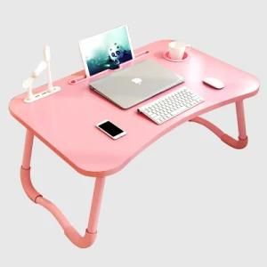 Lazy Table Foldable Laptop Desk Stand Wooden Folding Desk with USB for Home Office Furniture