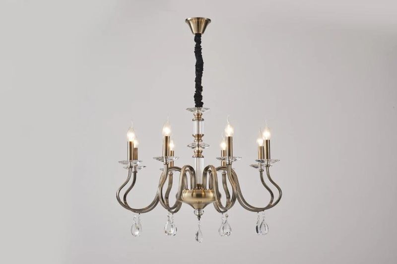 New Design Minimalist Style Classic European Green Bronze Lighting Furniture crystal Chandelier China Factory Supplier