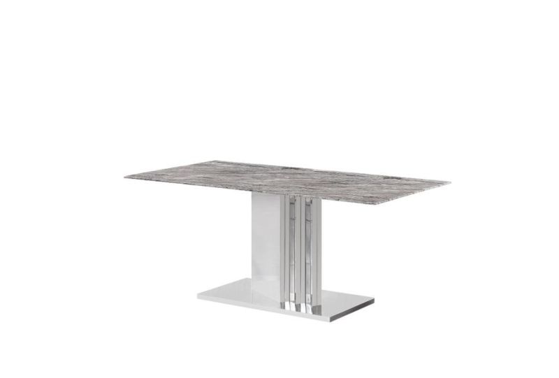 Home Restaurant Furniture Tempered Glass Table Top Dining Sets Marble Dining Table