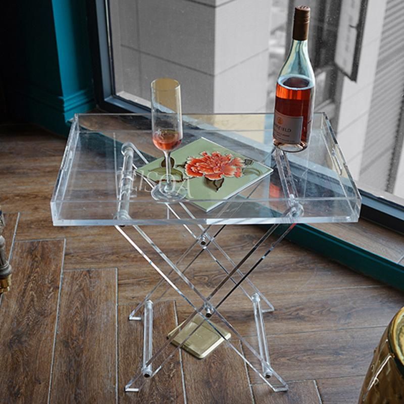 Acrylic Detachable Coffee Table Plexiglass Dining Table Hotel Crystal Glass Dining Car Acrylic Table