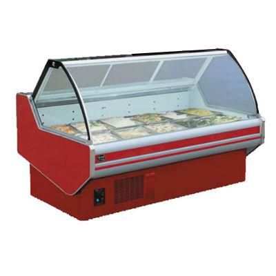 Ce Requirement Supermarket Vegetarian and Meat Showcase Used Seafood Display Freezer&Chiller Factory Direct Sale