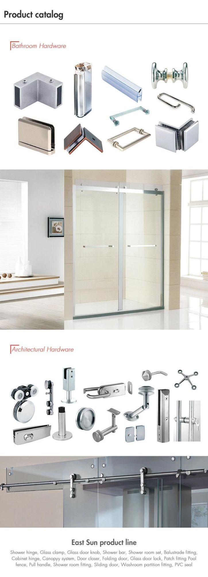 Crystal Glass Door Hardware Accessories Stainless Steel Shower Door Handles (pH-064)