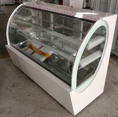 Double Curved Glass Refrigerate Display Cake Showcase with Ce