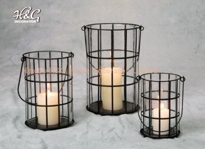 Round Hurricane Candle Holder with Clear Glass