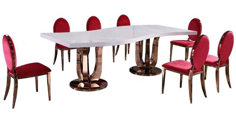 Rose Gold Half Moon Dining Chairs Tables for Wedding Banquet