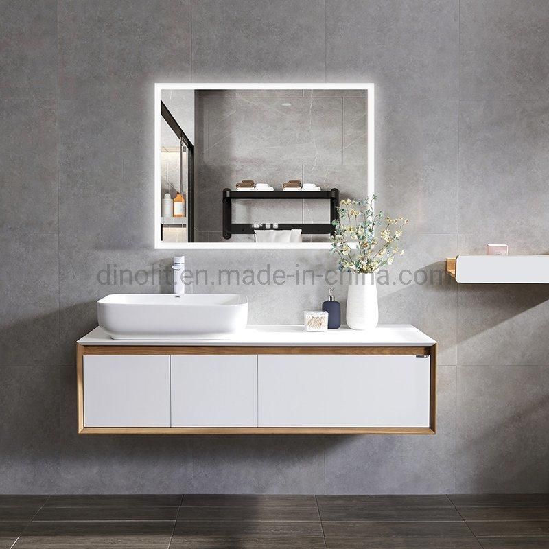 Rectangular Bath Vanites Waterproof Fogless Washroom LED Backlit Light Bathroom Intelligent Makeup Mirror with Touch Controller/Bluetooth Music Play CE ETL IP44