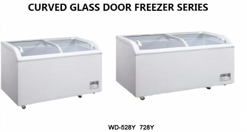 Curved Glass Door Gelato Display Refrigerator Freezer Ice Cream Showcase