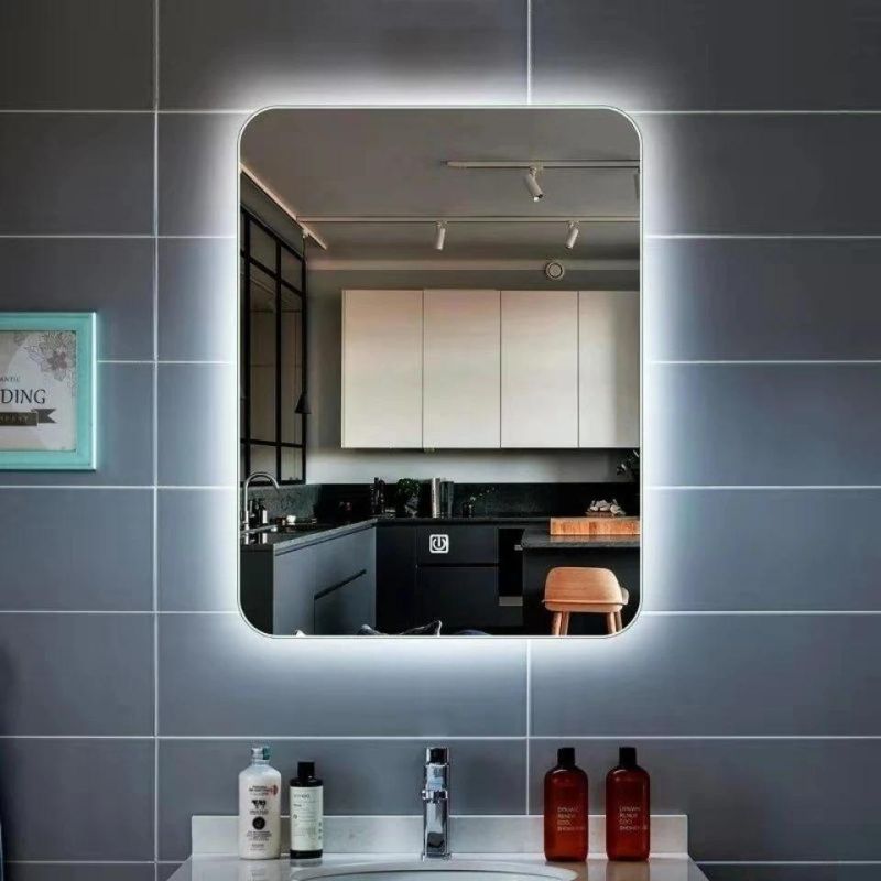 Wall Silver Smart LED Laminated Defogger Timer Furniture Bathroom Mirror