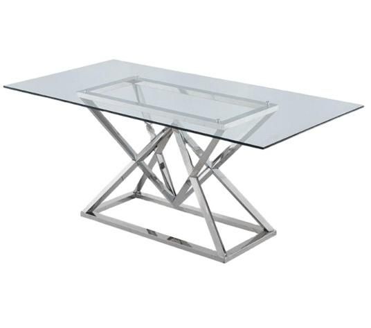 Hot Selling Living Room Dining Room Outdoor Furniture Clear Glass Top Dining Table with Stainless Legs