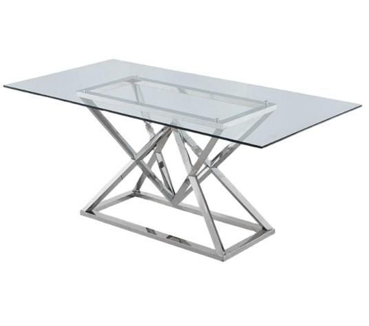 Hot Selling Living Room Dining Room Outdoor Furniture Clear Glass Top Dining Table with Stainless Legs