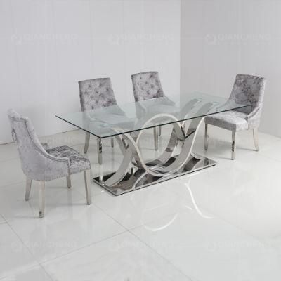 Home Decor Rectangular Restaurant Glass Panel Dining Room Table