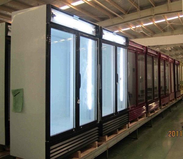 1000L Double Glass Door Display Showcase for Supermarket Beverage Bottle Cooler