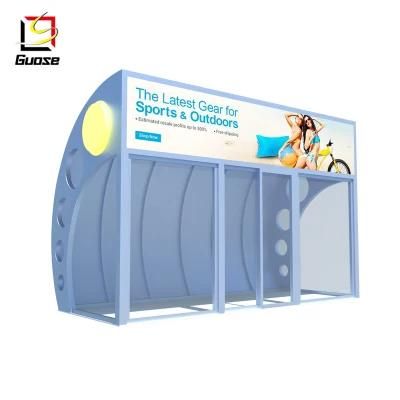 Indoor Air Conditioning Metal Bus Stop Shelter with Glass Door Bus Shelter