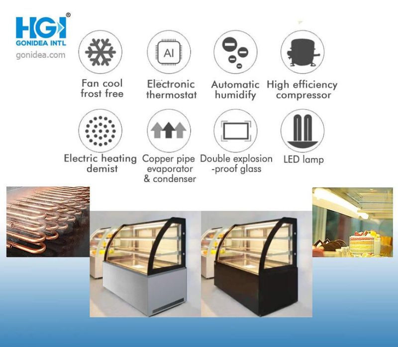 1.2m Commercial Display Chiller Glass Door Bakery Display Cabinet Cake Showcase Hcs-12