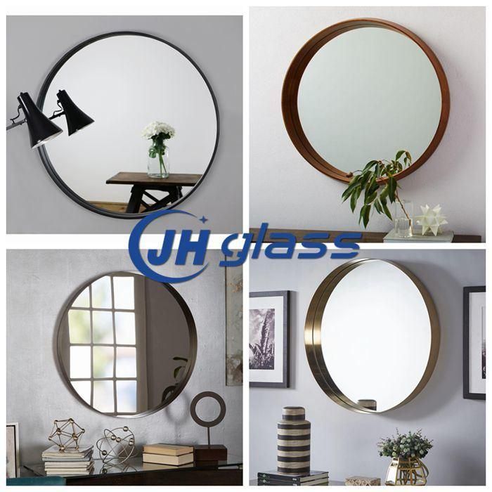 4mm Decorative Wall Mounted Silver Color 201 Stainless Steel Frame Bathroom Mirror with Hangers