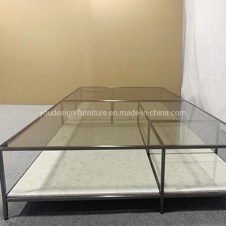Modern Black Stainless Steel Frame Glass Living Room Center Coffee Table Outdoor Garden Coffee Tables Hotel Furniture