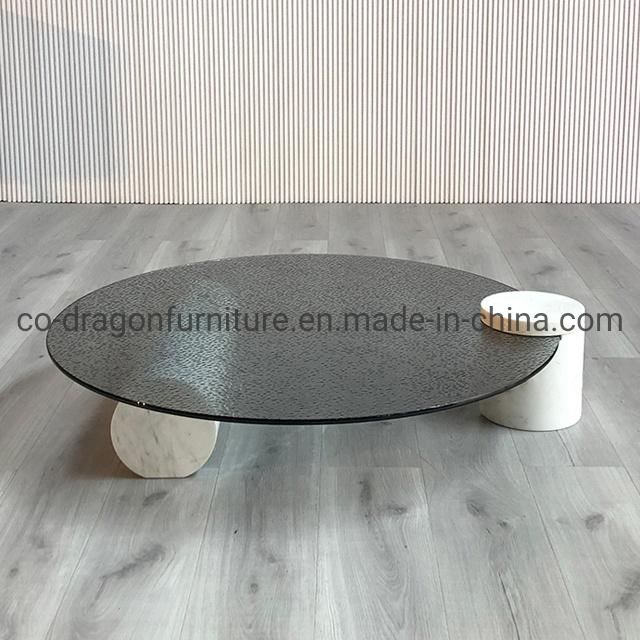 2021 New Design Furniture Marble Coffee Table with Glass Top