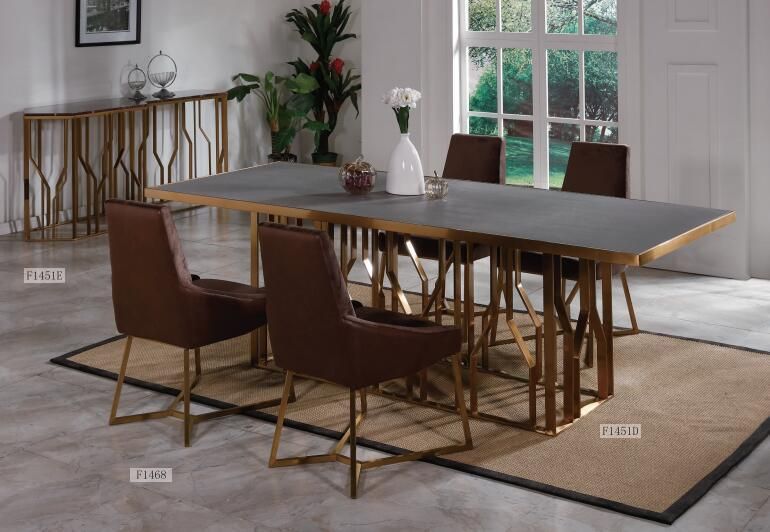 Luxury High-End Noble Dining Table with Stainless Steel and Marble