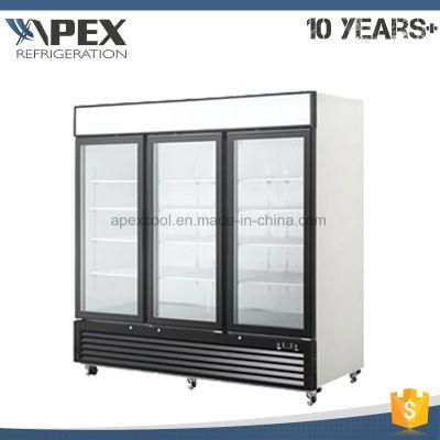 Three Glass Door Beverage Display Fridge/Beer Display Cooler/Refrigerating Showcase