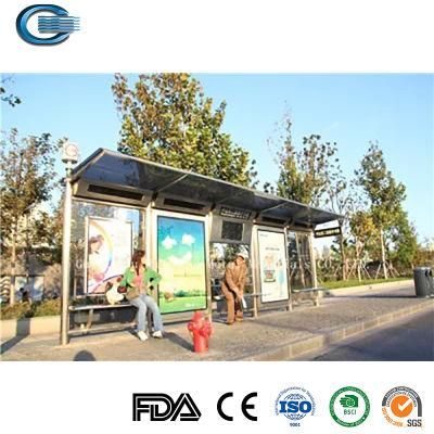 Huasheng Green Bus Shelters China Bus Stop Rain Shelter Supply Glass Wall Bus Stop WiFi Bus Shelter Bus Shelter with Shop Bus Station