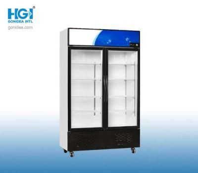 Double Glass Door 505L Upright Display Showcase for Supermarket LC-1000kxa